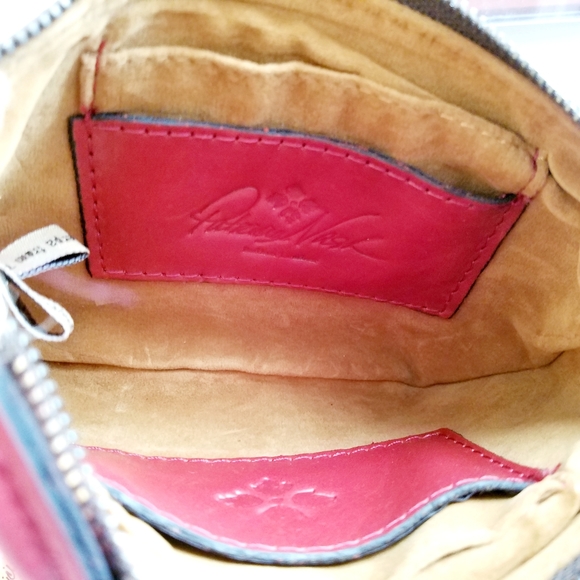 Patricia Nash Laser Cut Sherpa & Leather Wristlet In Berry Red - Picture 4 of 8